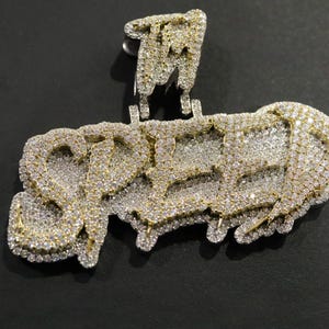 2.5" Yellow Gold Moissanite Custom Pendant  Iced Out Hip-Hop Jewelry Personalized Name Necklace Unique Custom Bail Gift for Him or Her