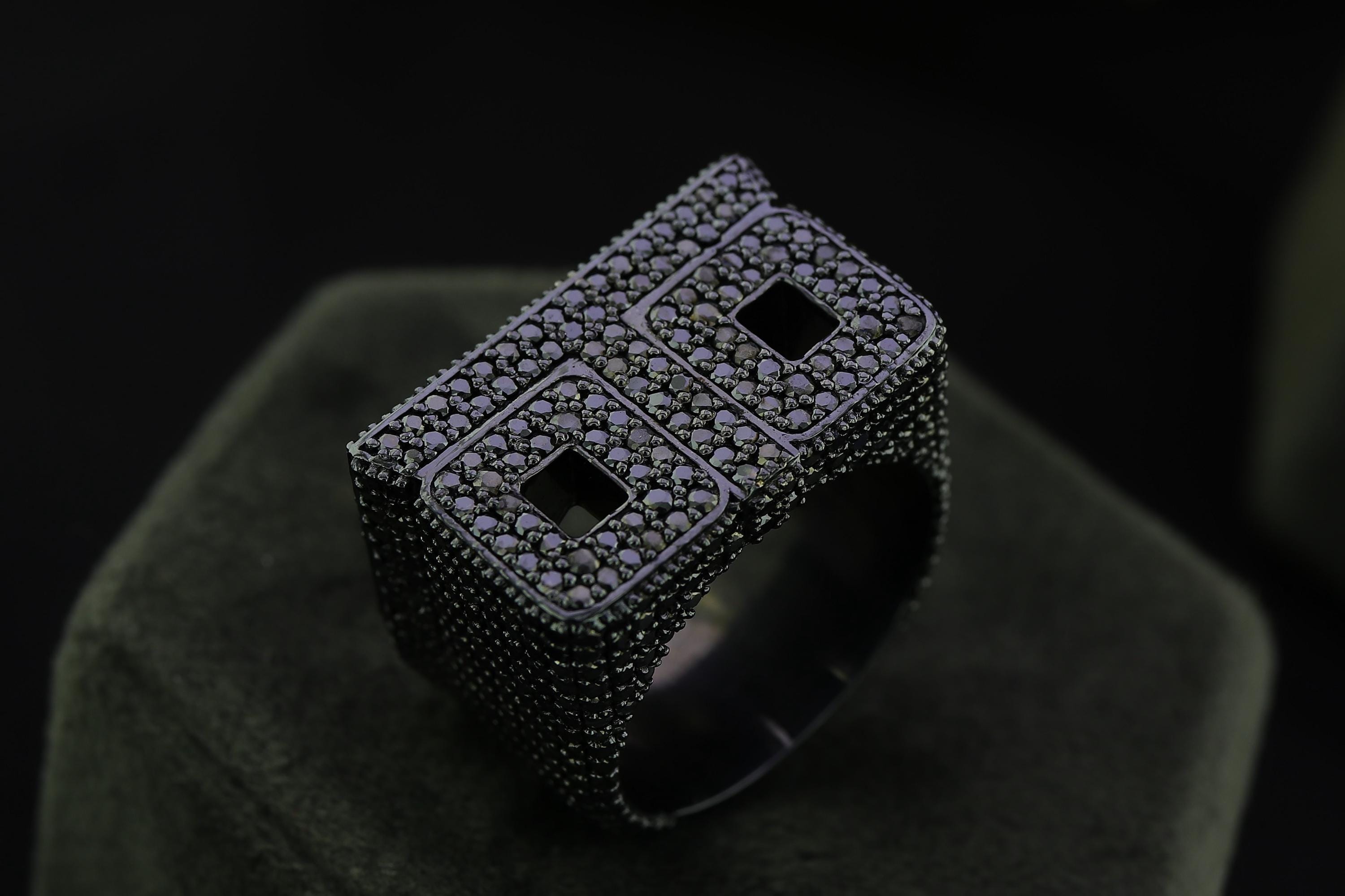 Black Rapper Rings Black Moissanite Iced Out Personalized Name Rings for Men Luxury Hip ...