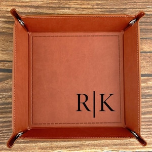 Personalized Leather Valet Tray, Custom Catch All Tray, Leather Tray for Men, Father&#39;s Day Gifts for Dad, Graduation Gift for Him