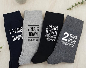 Calcetines "Forever to Go" de 2 años, calcetines de aniversario, regalo de aniversario para parejas, regalo de aniversario de bodas, regalo de segundo aniversario para el esposo