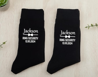 Personalized Ring Bearer Socks, Custom Wedding Socks with Name and Wedding Date, Ring Bearer Gifts, Ring Security, Personalized Sock Gifts