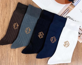Personalized Groomsmen Socks, Groomsman Socks, Embroidered Groomsmen Proposal Gifts, Monogrammed Men’s Dress Socks, Initial Groom Socks