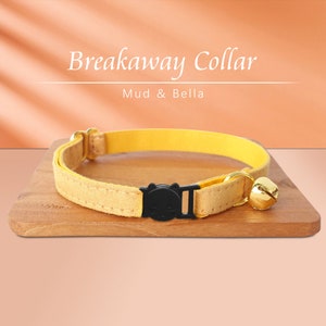 Breakaway Cat Collar with Name Engraved Custom Quick Release Cat Collar Yellow  Kitten Collar with Bell Bow tie Gift