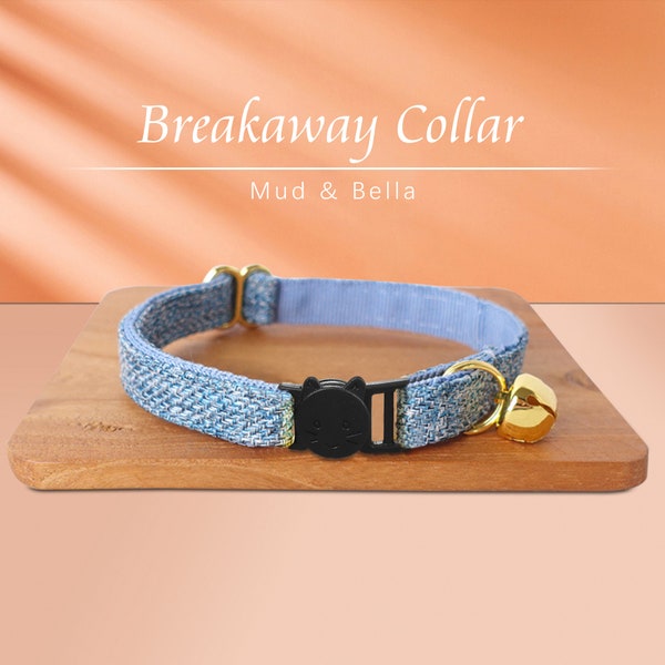 Breakaway Cat Collar with Name Engraved Custom Quick Release Cat Collar Blue Suit  Kitten Collar with Bell Bow tie Gift