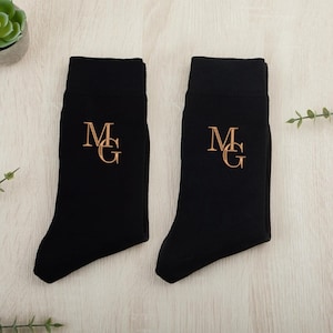 Embroidered Groomsman Socks, Groomsmen Socks Gifts, Best Man Proposal, Custom Embroidered Socks, Personalized Monogrammed Men&#39;s Dress Socks