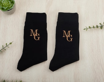 Embroidered Groomsman Socks, Groomsmen Socks Gifts, Best Man Proposal, Custom Embroidered Socks, Personalized Monogrammed Men&#39;s Dress Socks