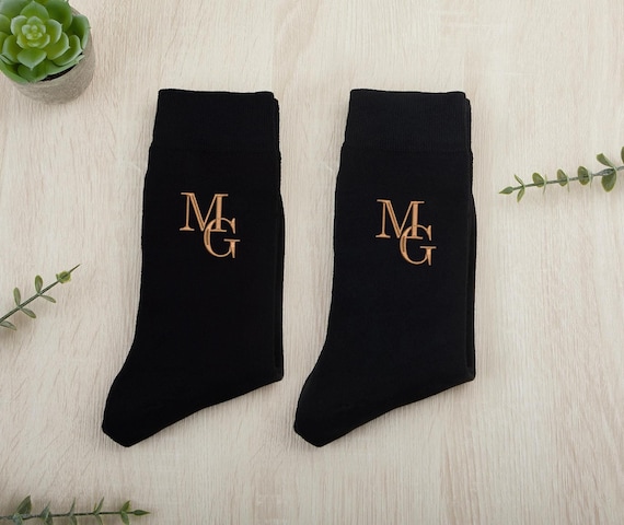 Embroidered Groomsman Socks, Groomsmen Socks Gifts, Best Man Proposal, Custom Embroidered Socks, Personalized Monogrammed Men's Dress Socks