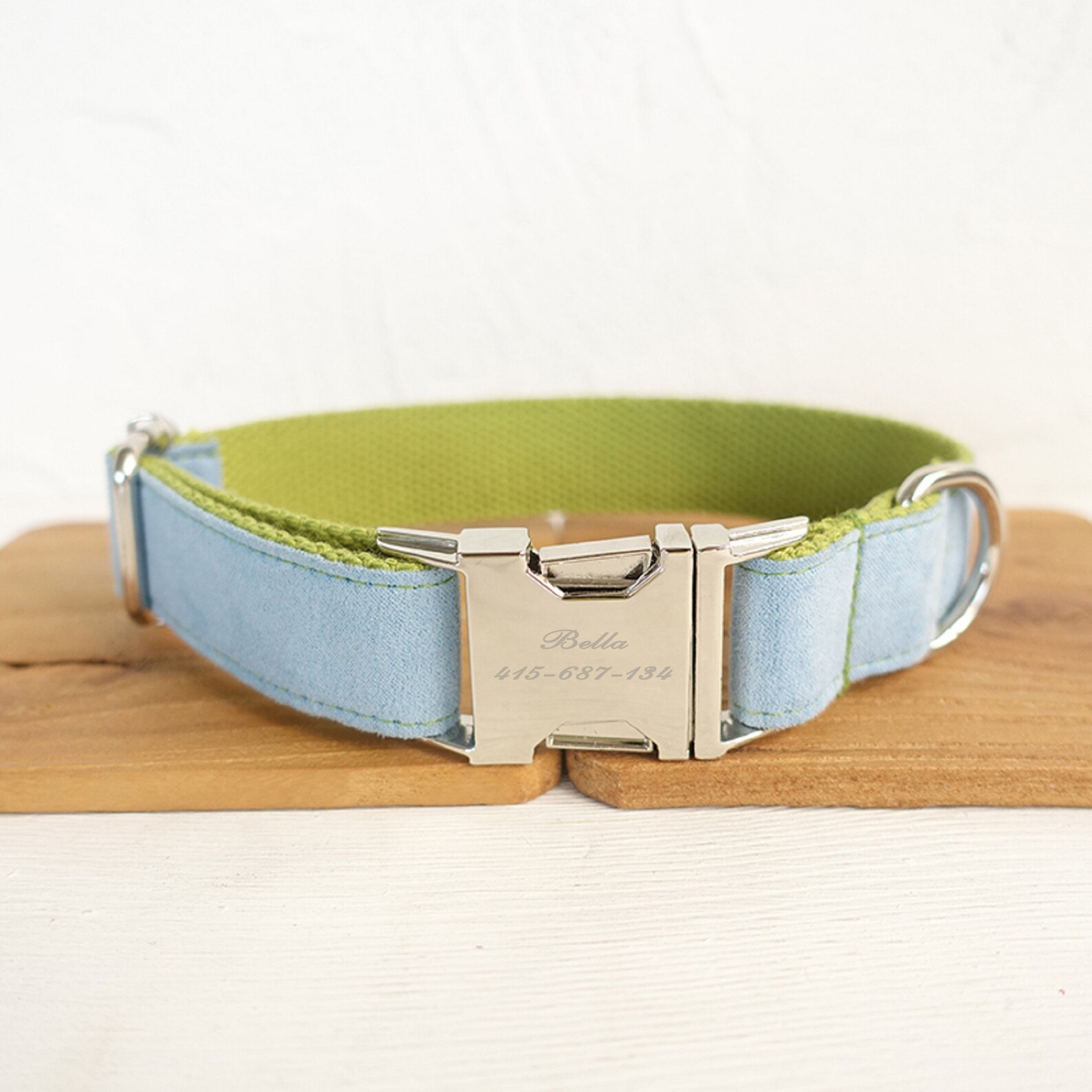 Personalized Dog Collar Metal Buckle Cotton Fabric and Nylon Etsy