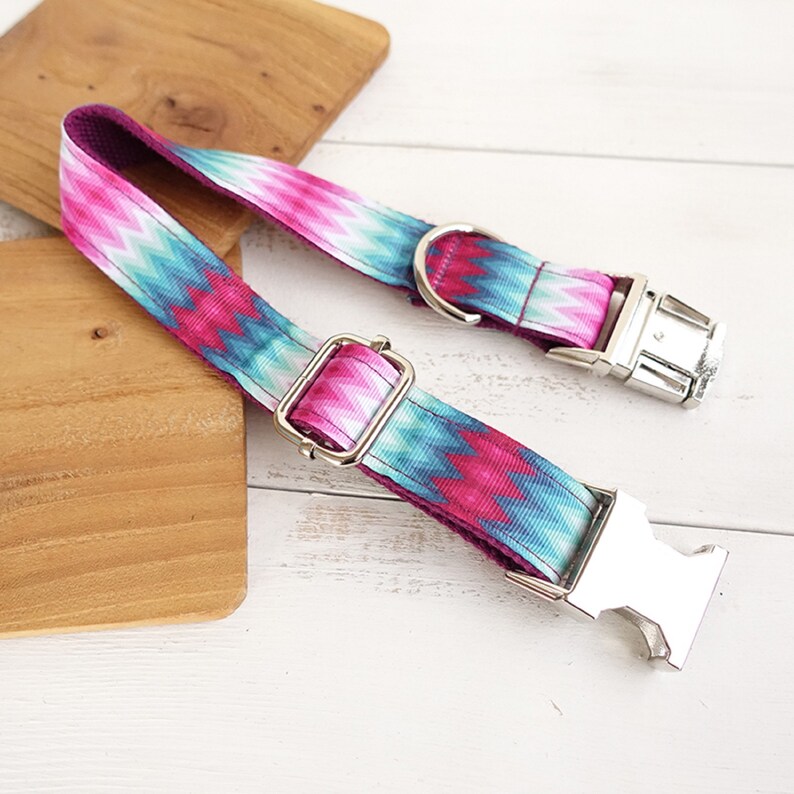 Personalized Dog Collar Metal Buckle Cotton Fabric and Nylon Etsy