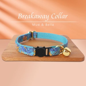 Breakaway Cat Collar with Name Engraved Custom Quick Release Cat Collar Leaves Kitten Collar with Bell Bow tie