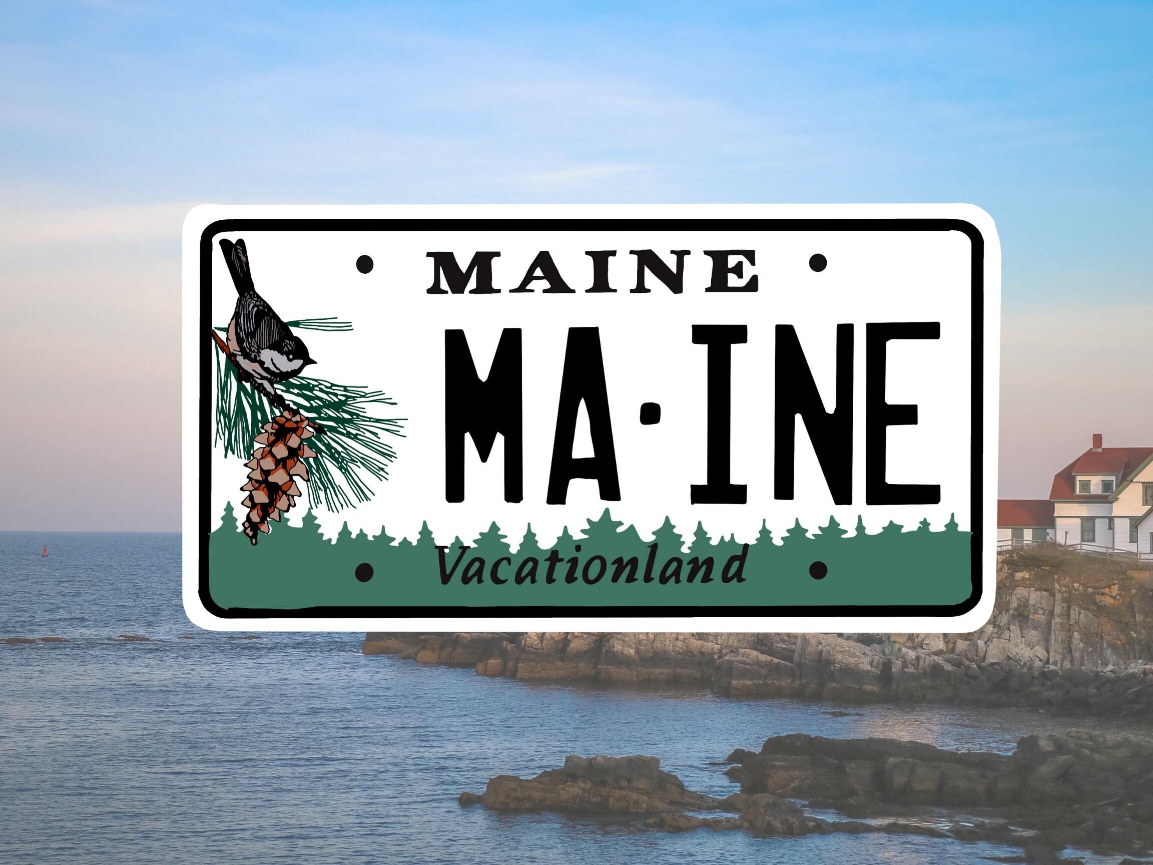 Maine License Plate Vinyl Decal Maine Sticker Laptop Etsy