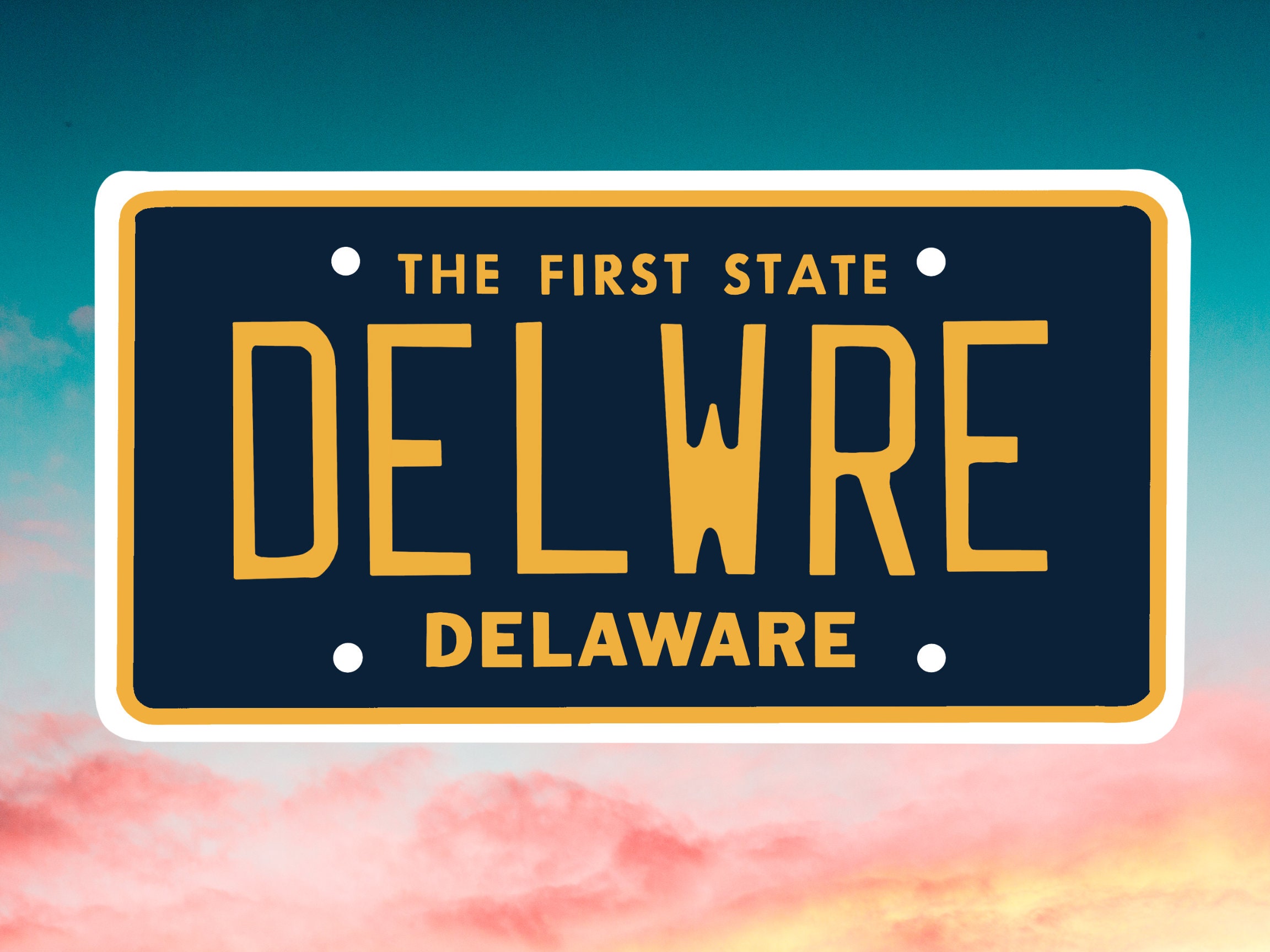 Delaware License Plate Vinyl Decal Delaware Sticker Laptop Etsy