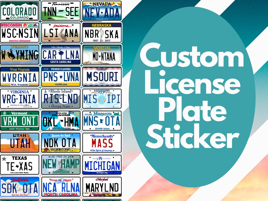 Custom License Plate Sticker Custom Text License Plate Etsy