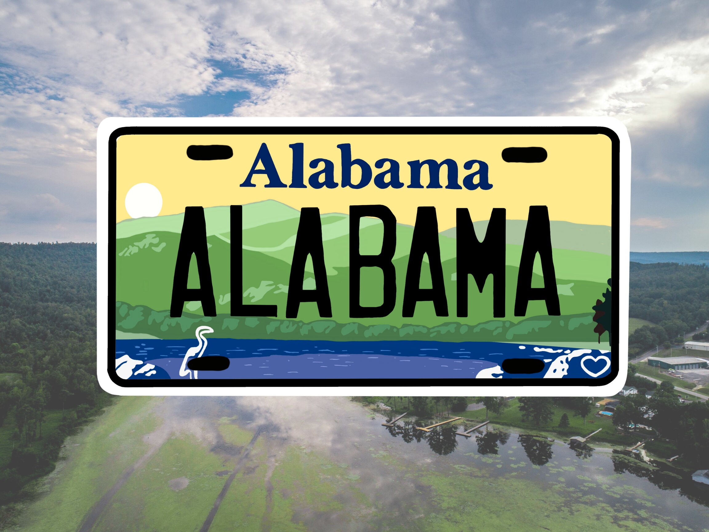 Alabama License Plate Vinyl Decal Alabama Sticker Laptop Etsy