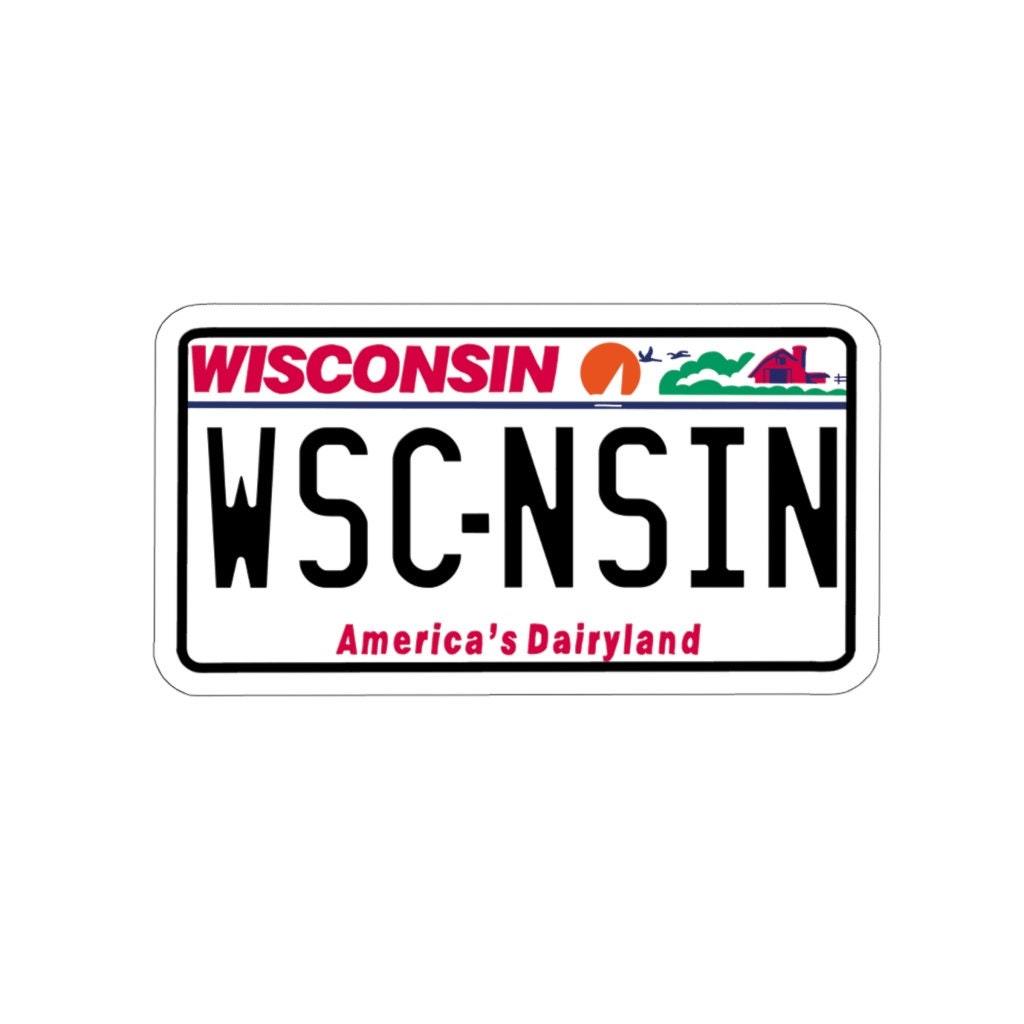 Wisconsin License Plate Vinyl Decal Autocollant Wisconsin Etsy