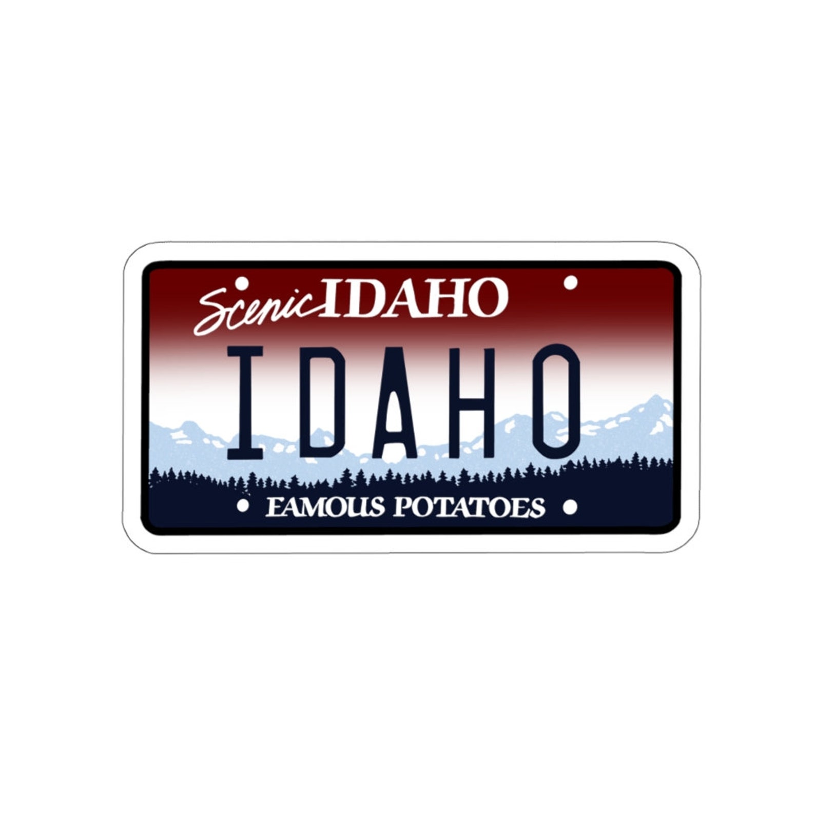 Idaho License Plate Vinyl Decal Idaho Sticker Laptop Etsy