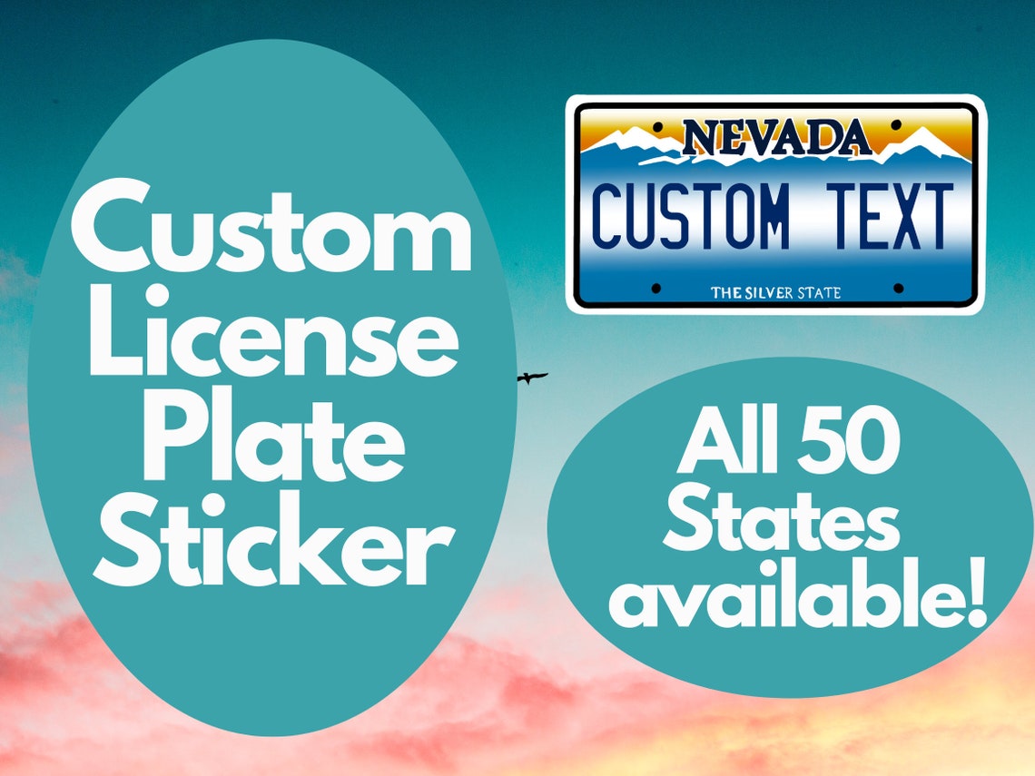 Custom License Plate Sticker Custom Text License Plate Etsy
