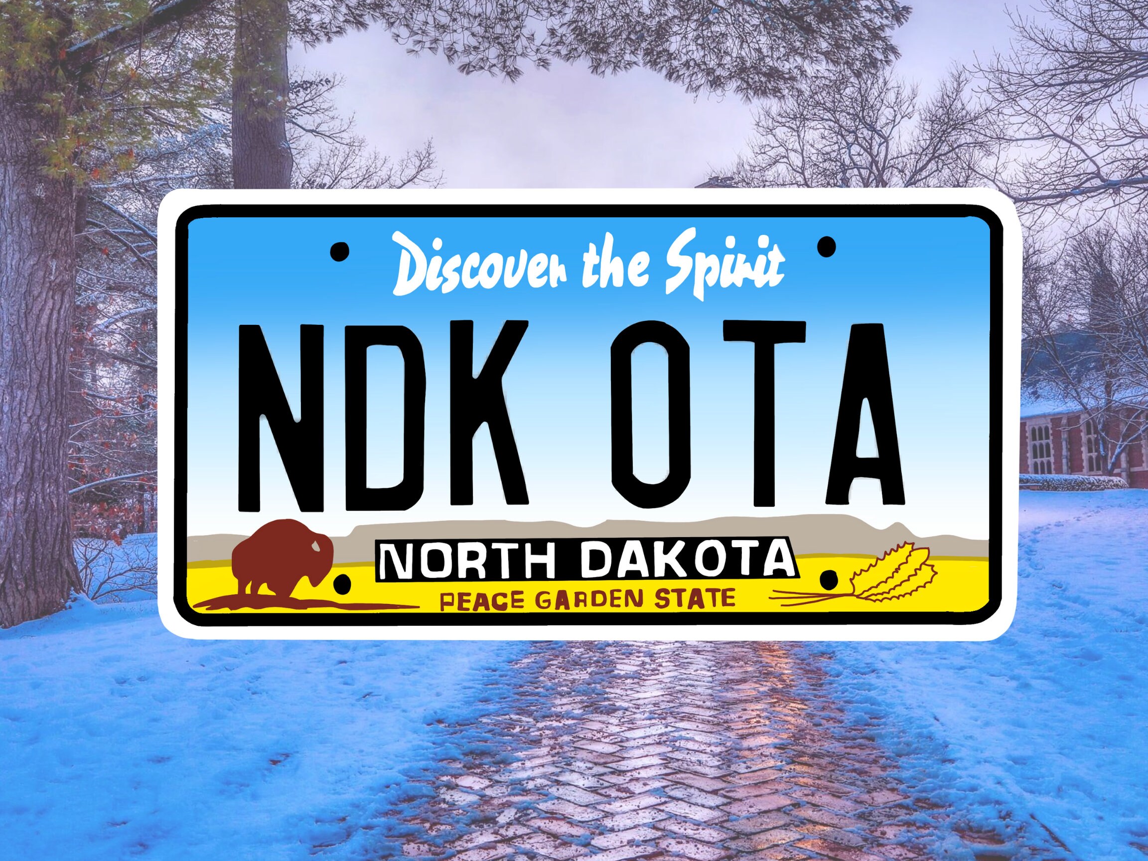North Dakota License Plate Vinyl Decal North Dakota Sticker Etsy