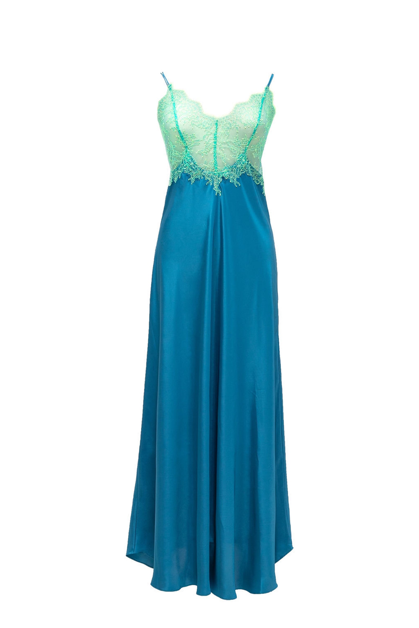 Silk Nightgownlucyblue/green Made to Order,londongift for Mother's Day ...