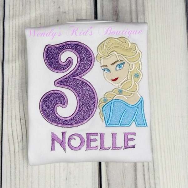 Elsa Embroidered Shirt, 1st, 2nd, 3rd 4th, 5th 6th Birthday