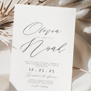 Typographic Wedding Invitation Template Simple Elegant Printable Editable Instant Download Marriage Invitation DV25 Corjl