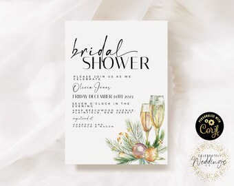 Bridal shower Invitation Template Champagne Festive Design Printable Instant Download