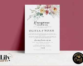 Floral Honeymoon Shower Invitation Template Download Simple Minimalistic Editable Invitation H25