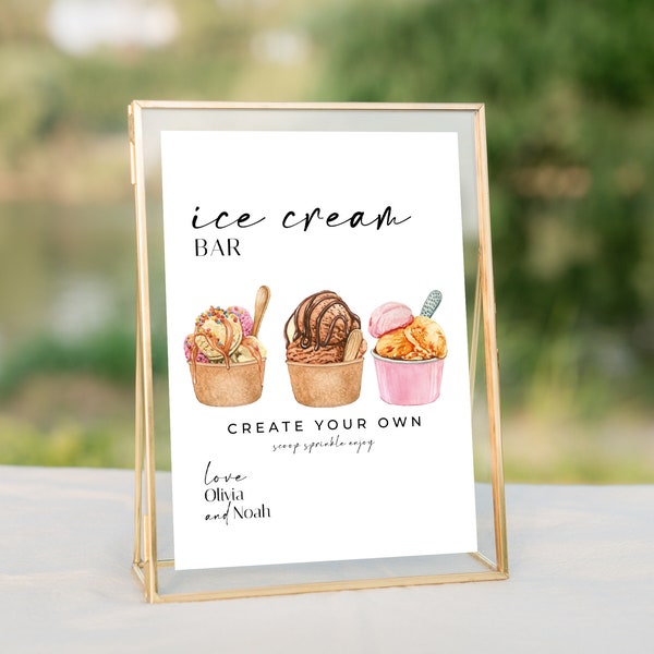 Ice Cream Bar Sign Template Minimalistic Wedding Wedding Signage Simple Modern Printable Table Sign Instant Download H25