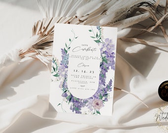 Printable Wedding Invitation Template Editable Floral  Elegant Printable Invite Instant Download LL11
