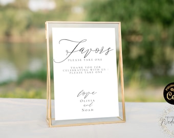 Editable Wedding Favors Sign Template Minimalistic Wedding Simple Modern Printable Table Sign Instant Download DV25