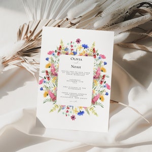 Wild Flower Wedding Invitation Template Font Printable Invite Instant Download WF11 Corjl