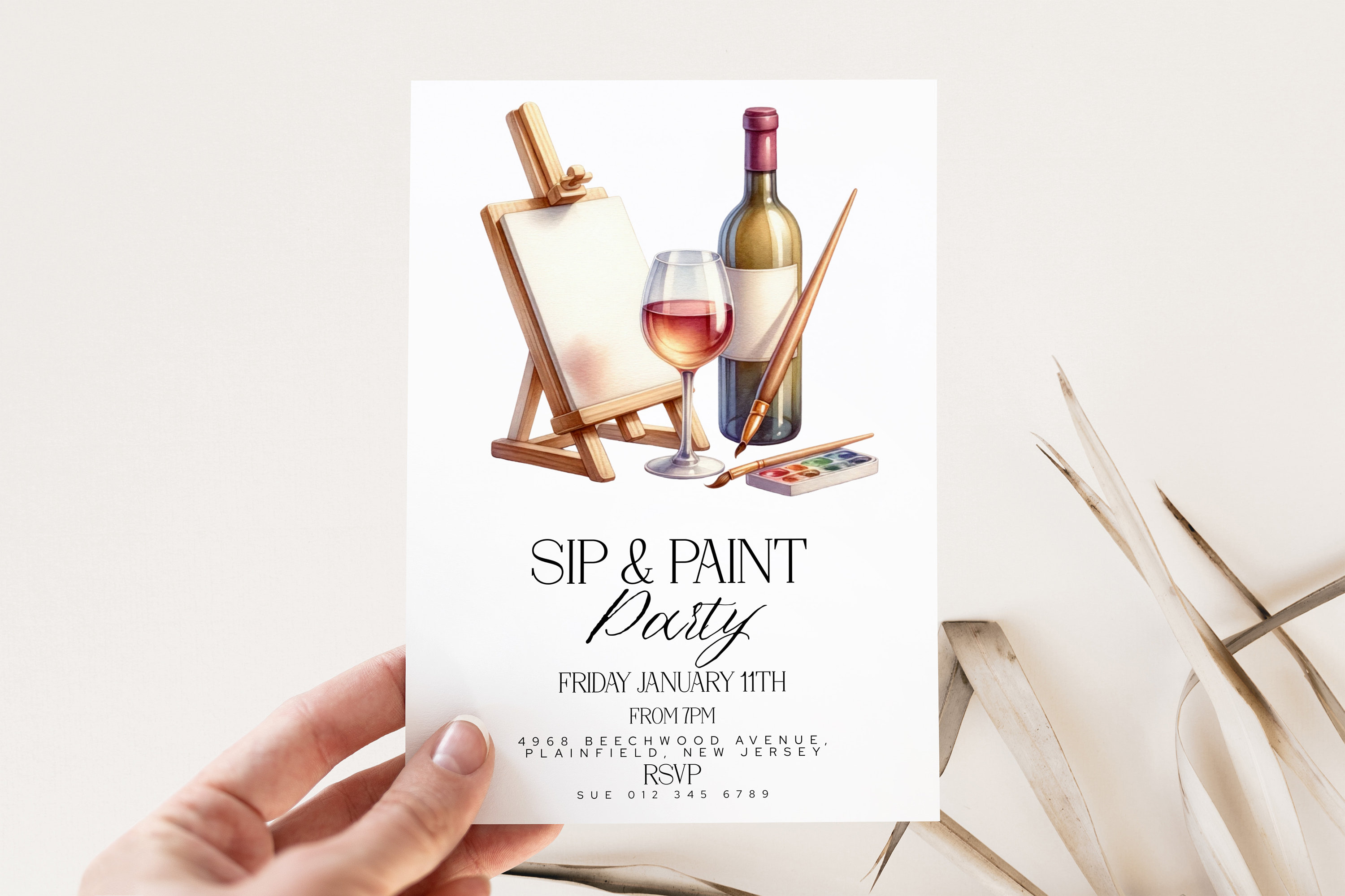 Sip and Paint Invitation Paint and Pour Editable Template Creative