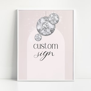 Disco Ball Editable Custom Sign Template Glitter ball Baby Shower Birthday Party Signage Printable Portrait Sign 8x10 Instant Download DB04
