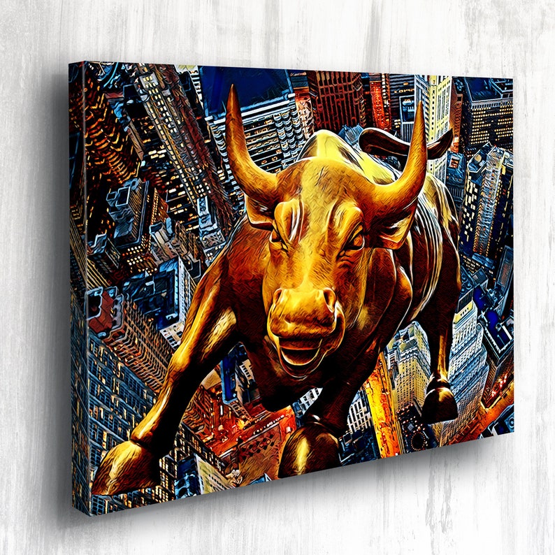 Charging Bull Canvas Wall Art Etsy