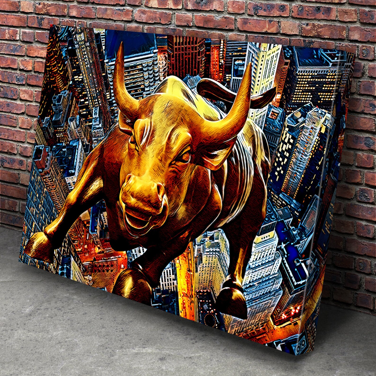 Charging Bull Canvas Wall Art Etsy