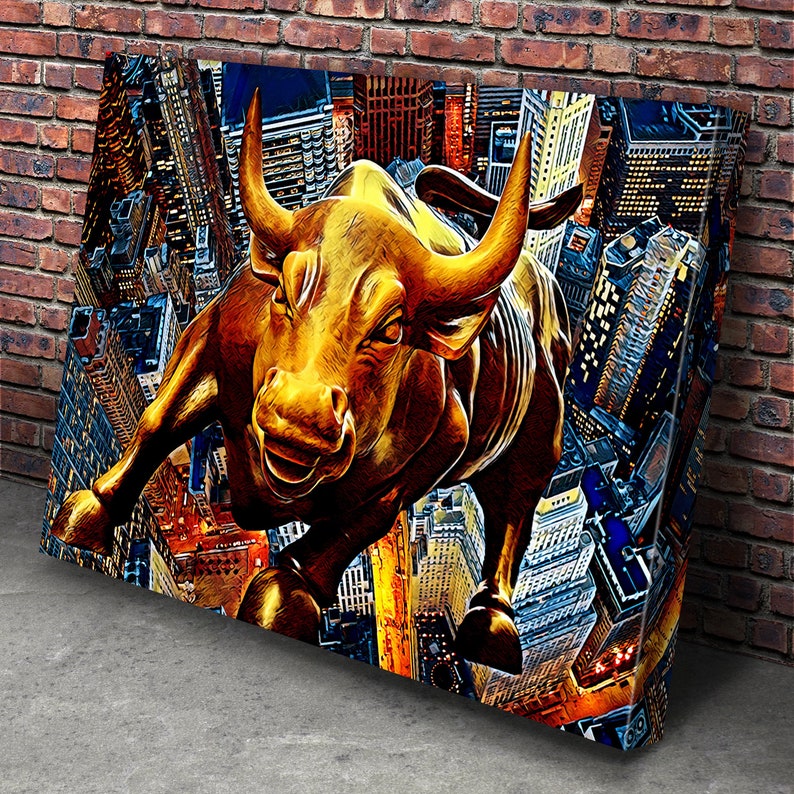 Charging Bull Canvas Wall Art Etsy