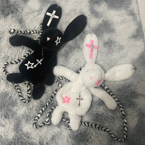 Goth bunnycrossbodybag -bunny Backpack-Gothic bunny shouder bag-gift for her