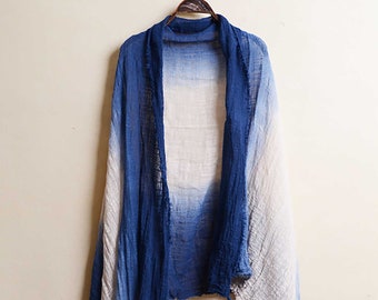 Tie Dye blue Scarf, Indigo Shibori wrap, Boho hand dyed Scarf,Fashion Scarves,natural plant dyestuffs