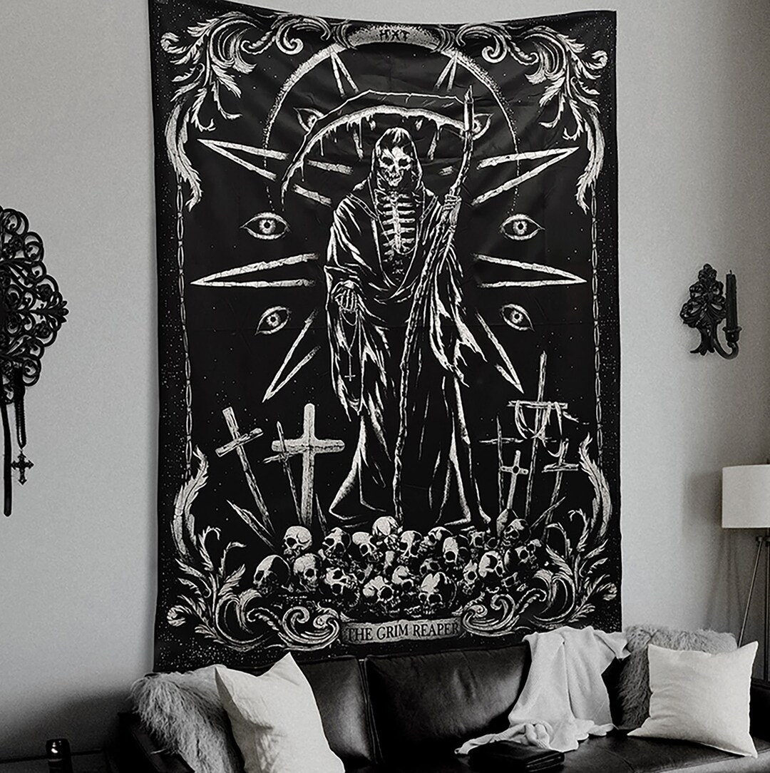 Wall Cloth skull Wall Tapestrygothic Wall Hangingdark Medieval Wall