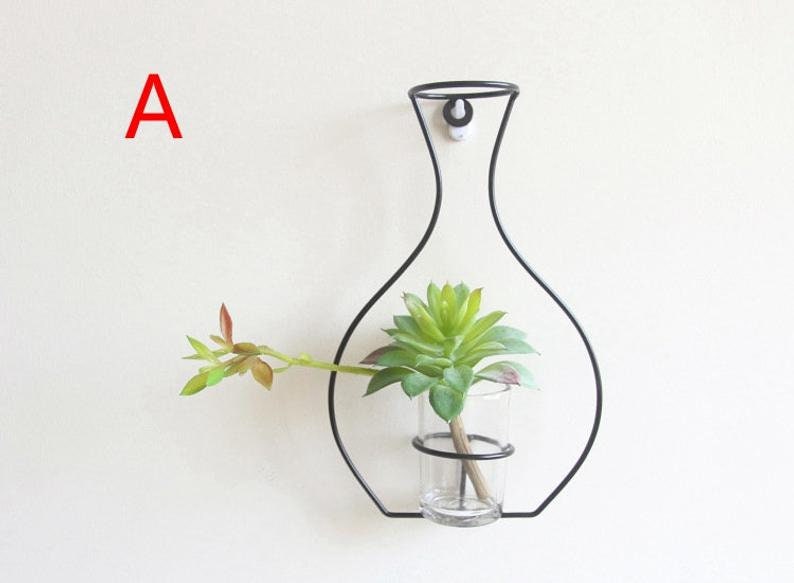 Decoration iron flower vase Modern black Frame Vase glass Etsy