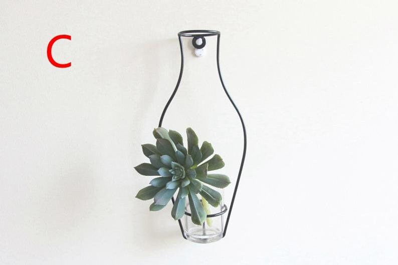 Decoration iron flower vase Modern black Frame Vase glass Etsy