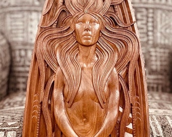 Surfboard Wood Carving “Mermitation" 3 Foot Long Mermaid Wall Decor , Sea Life , Siren On Surfboard , Gift For Mermaid Enthusiast