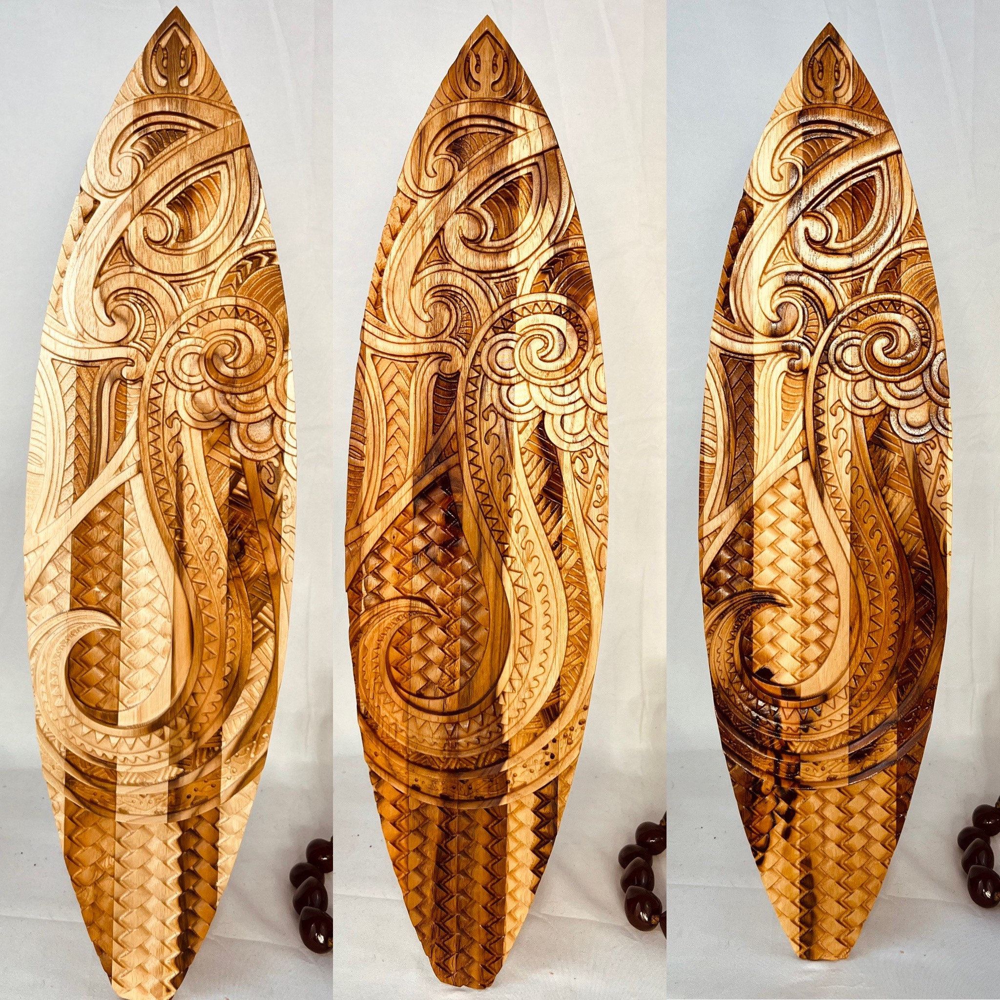 Surfboard Wood Wall Art diamond Head Breaker Hawaiian Wood Carving