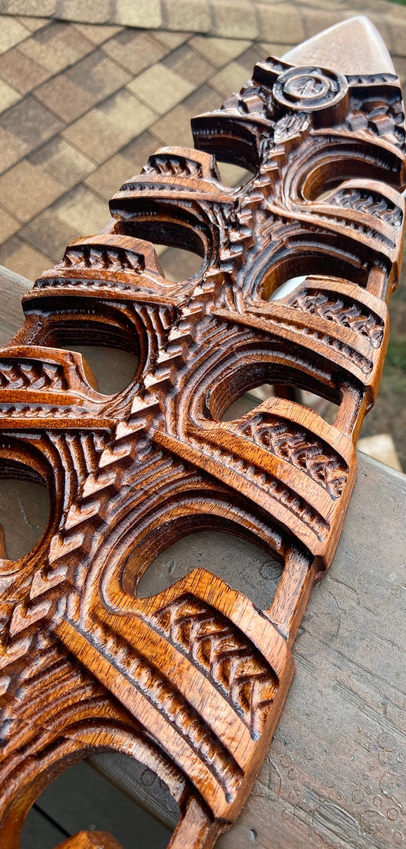 Koa wood carved surfboard Maori fish 4 ft long Etsy