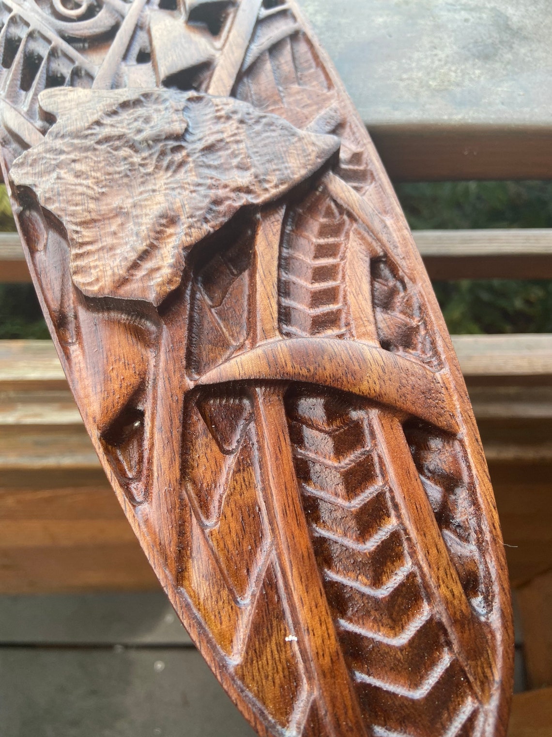 Hawaiian wall decor Koa wood carving Island Ohana surfboard Etsy