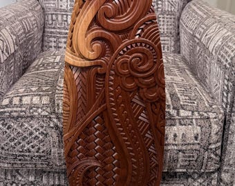 3ft Maori Carved Wooden Surfboard - Polynesian Tribal Wall Art Coastal Decor