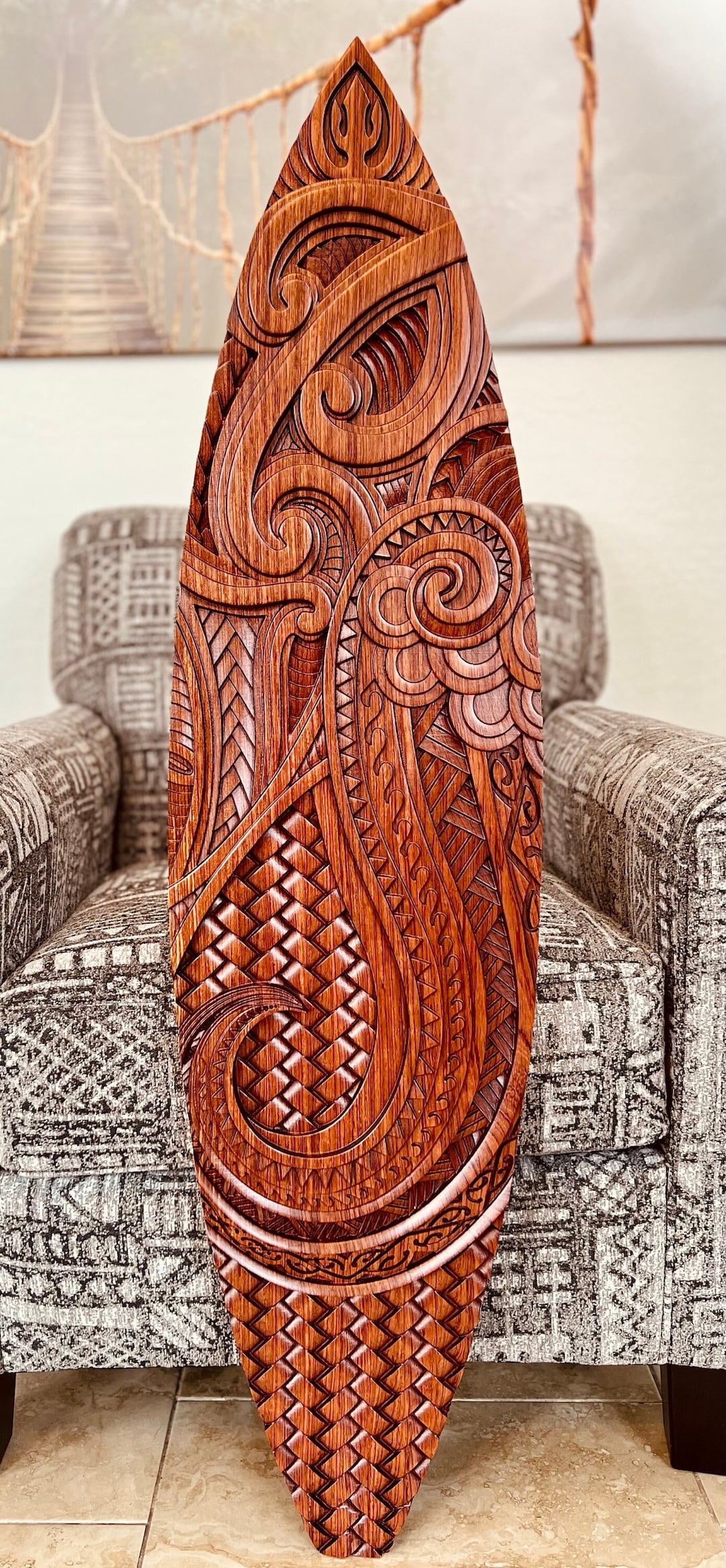 Surfboard Wood Wall Decor diamond Head Breaker Large Hawaiian Wood