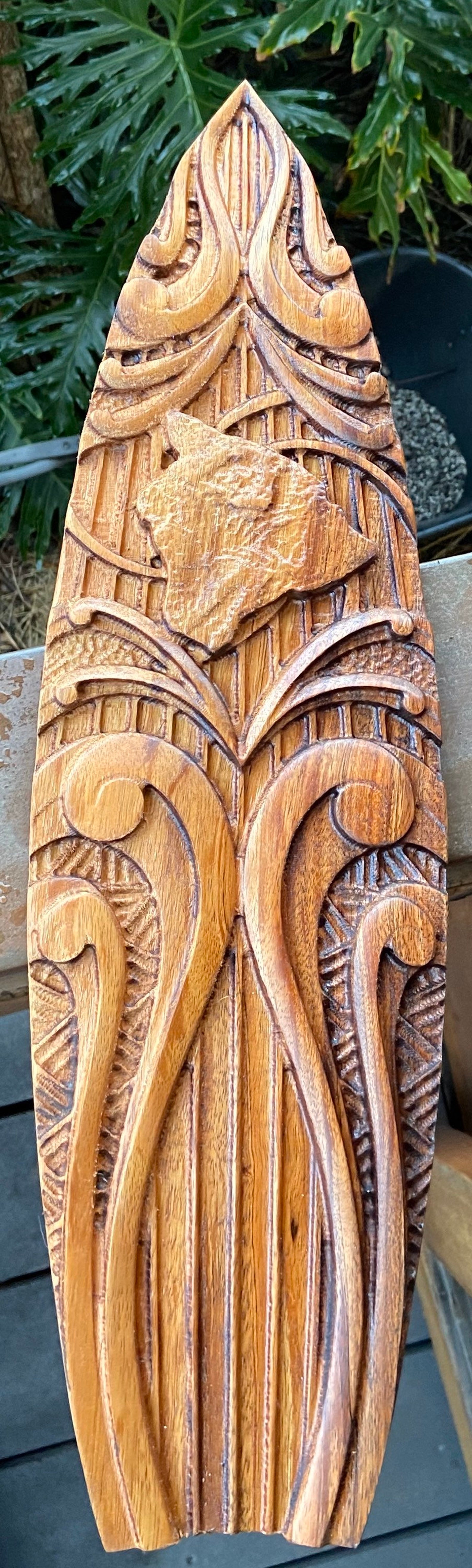 Tropical wall decor Koa wood carving The Big Plunge 2 ft | Etsy