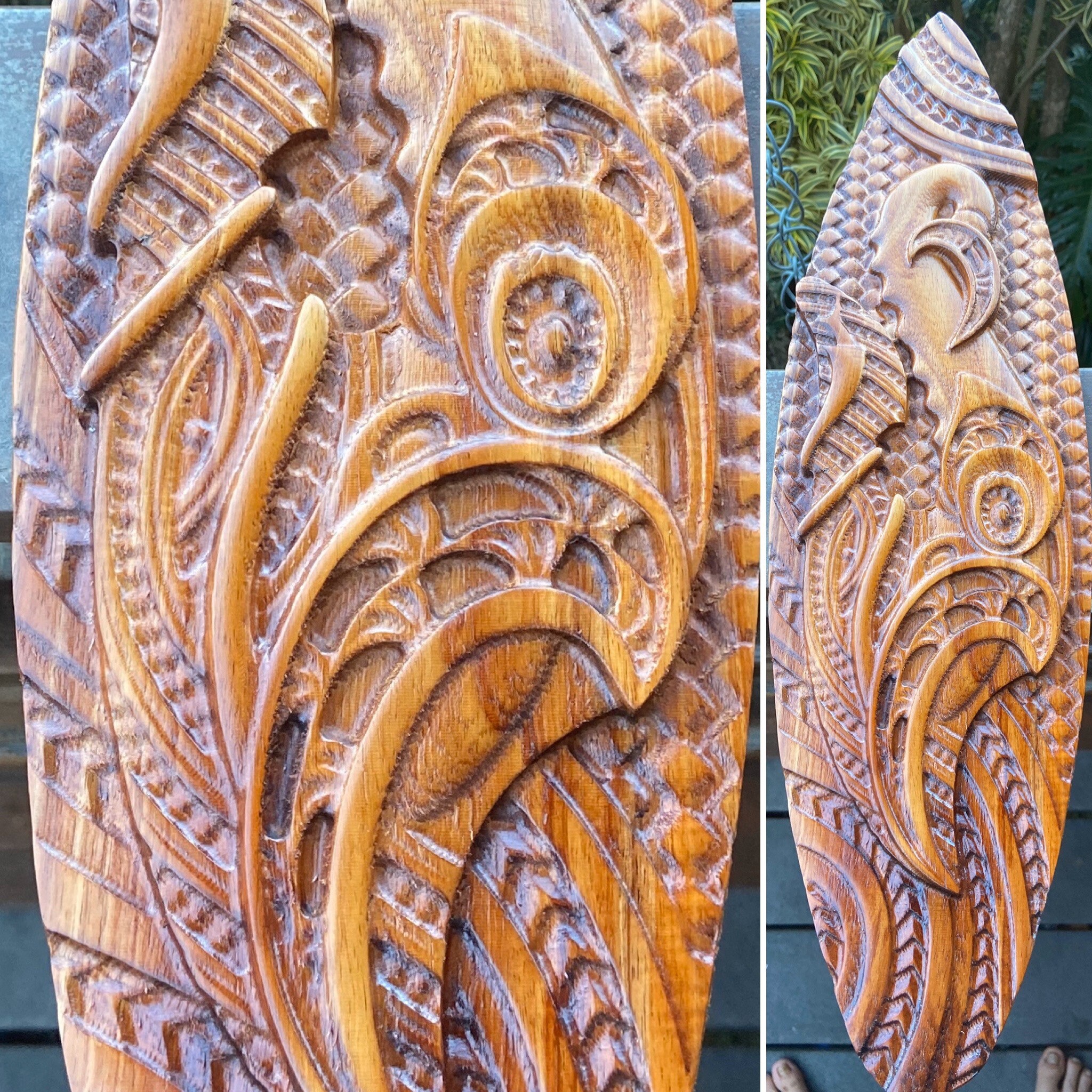 Surfboard Wood Carving mauis Fishhook Hawaii Wood Wall Art , Hawaiian