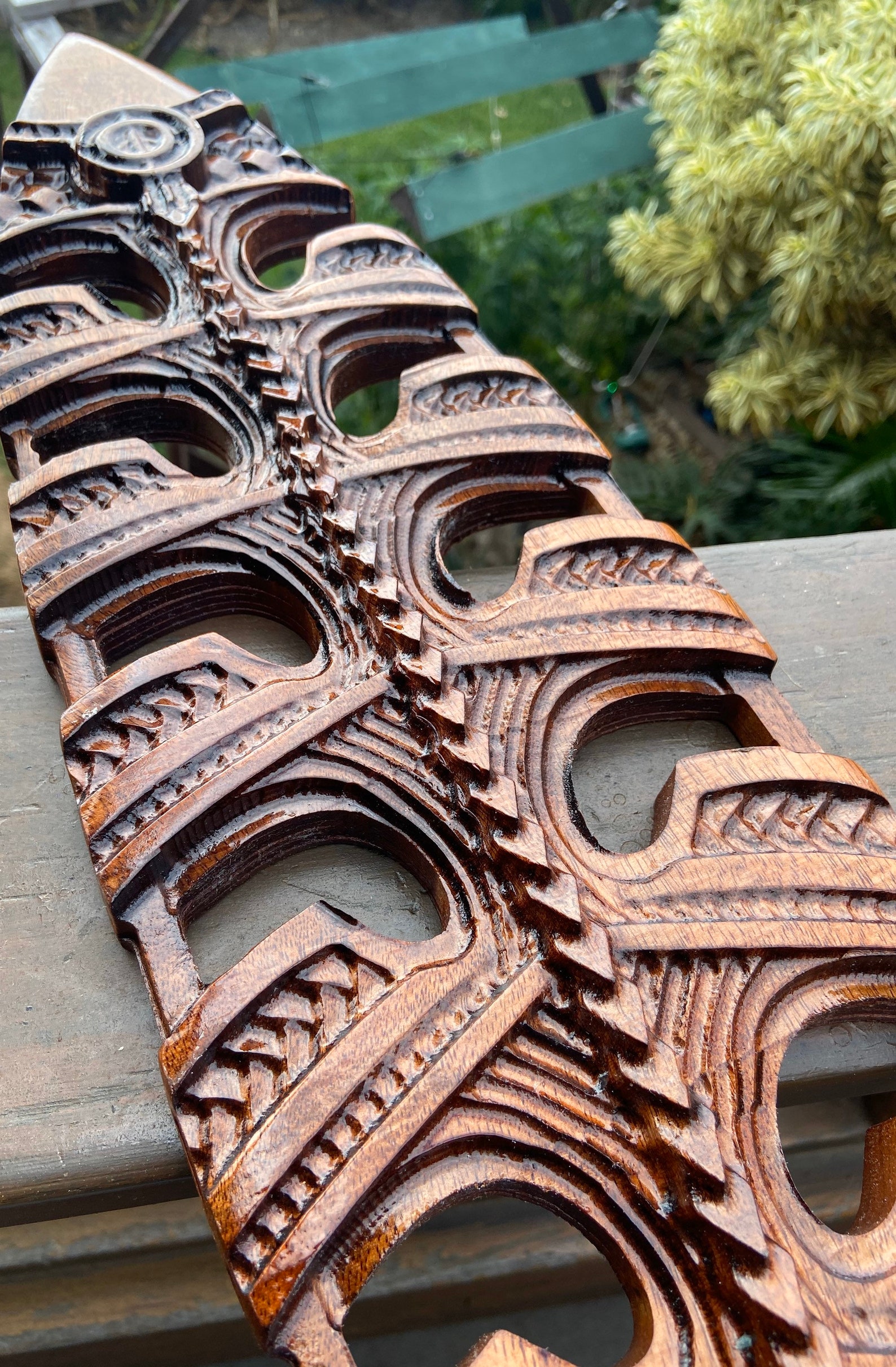 Hawaiian wall Decor Koa wood carved surfboard Maori fish 3 Etsy